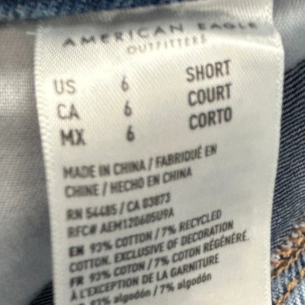 American Eagle Womens Jeans 6 Short Distressed Ripped Raw Hem Straight Leg Blue